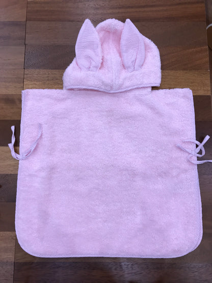 Poncho Paz Rodriguez in spugna con cappuccio con orecchie e lacci laterali