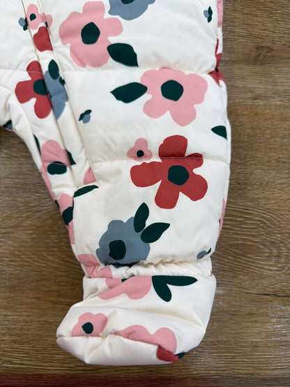 Eskimo Petit Bateau intero impermeabile imbottino con chiusura trasversale con cappuccio e decorato da fiorellini