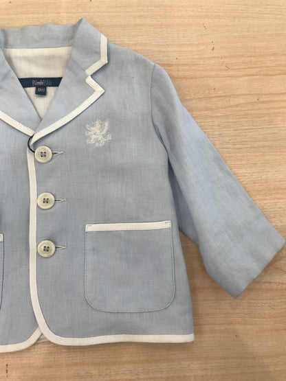 Giacca Bimbi Blu manica lunga celeste con profilo bianco con tasche e bottoncino