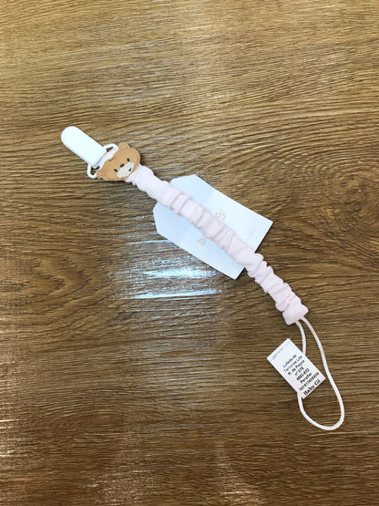 Catenina ciuccio Baby gi in cotone rosa con orsetto