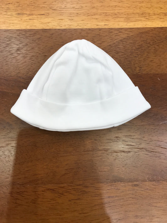 Cappello Baby Gi in cotone bianco con risvolto con farfalla applicata lateralmente