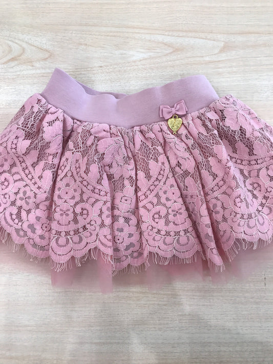 Gonna Angel's face in cotone con tulle e strato in pizzo