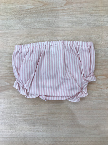Culotte Cielo Blu in cotone a righe rosa e bianche con smerlo