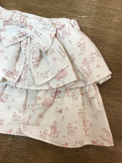 Gonna Fofettes in caldo cotone con doppia rusche con fiocchetto sul retro