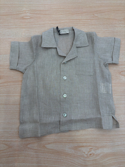 Camicia Jo Milano mezza manica in lino con bottoncini con taschino laterale