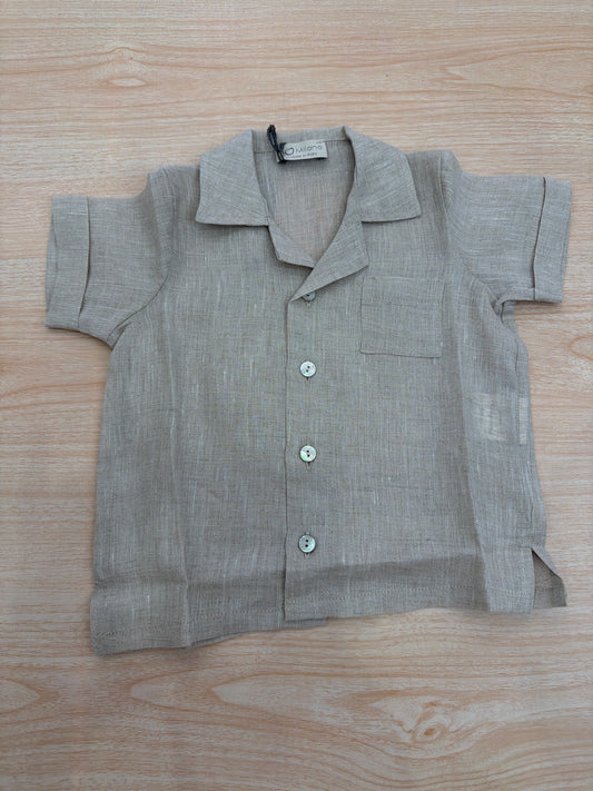 Camicia Jo Milano mezza manica in lino con bottoncini con taschino laterale