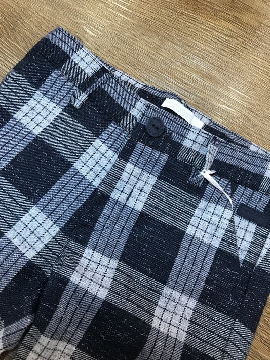 Pantalone Nanan in panno a quadroni nei toni del grigio e blu scuro