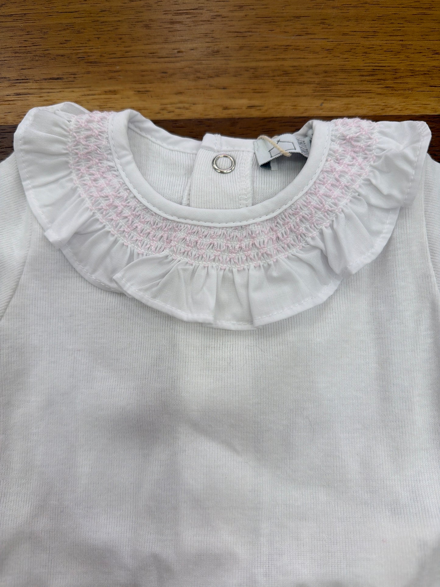 Body Martin Aranda in cotone mezza manica con collo con rusche lavorata da punto smock