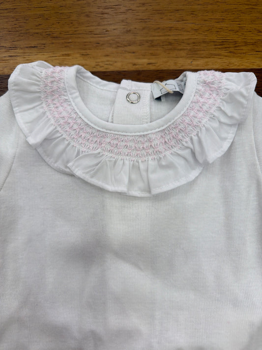 Body Martin Aranda in cotone mezza manica con collo con rusche lavorata da punto smock