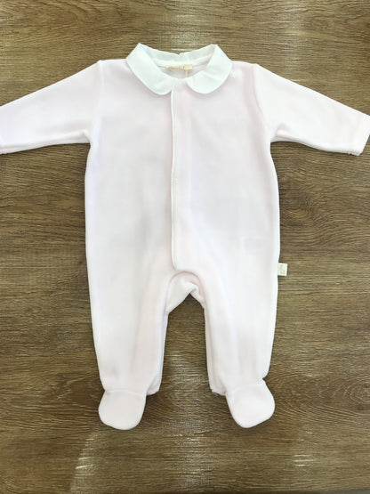 Tutina Baby Gi in ciniglia rosa intera con ali rifinite sul retro