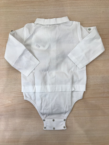 Body Laranjinha in cotone manica lunga effetto camicia colletto a punta