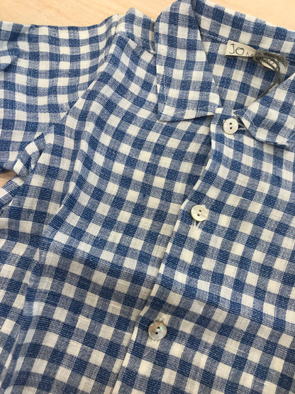 Camicia Jo Milano in lino a quadretti azzurri e bianchi