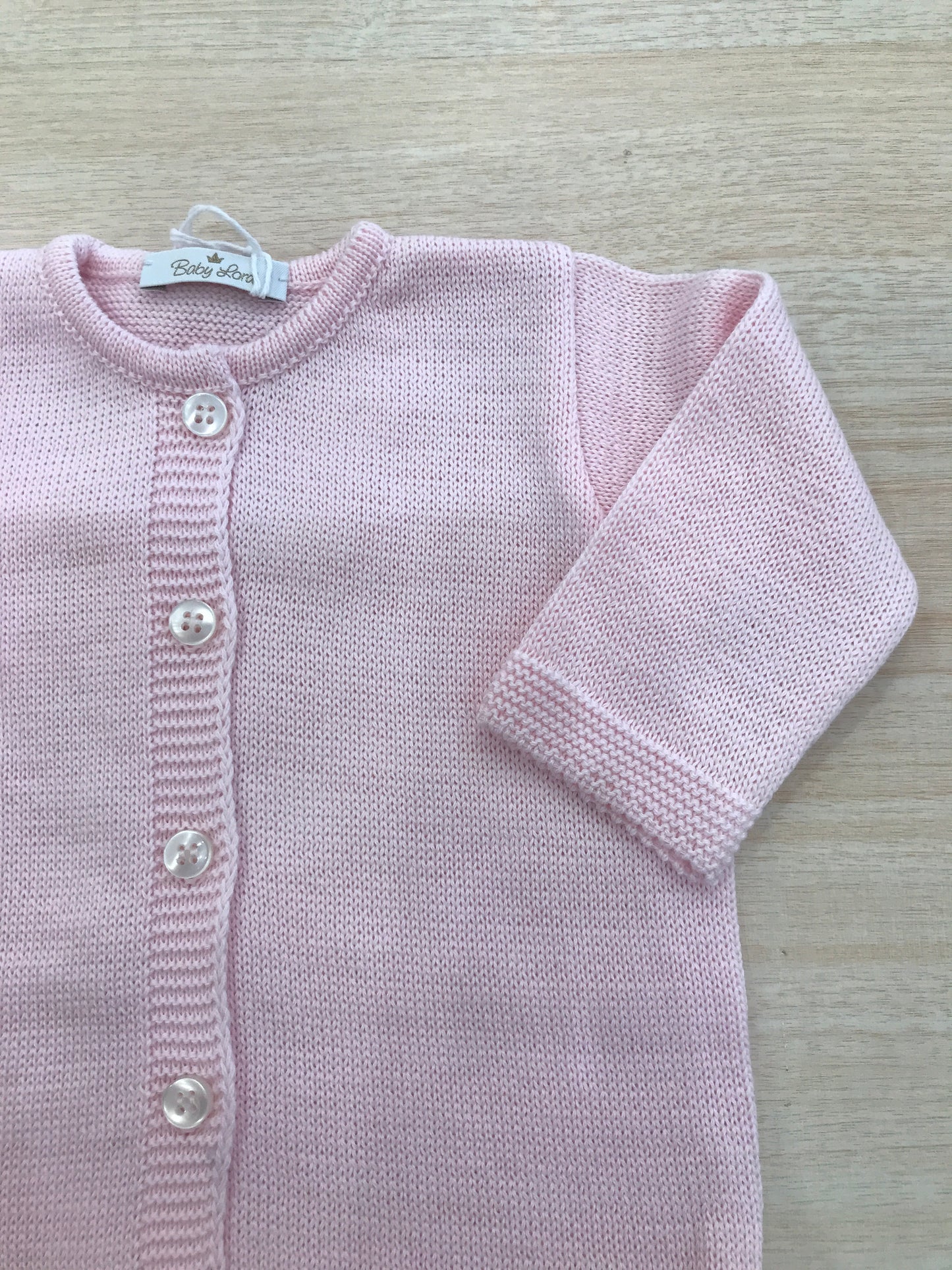 Cardigan Baby Lord in filo rosa modello coreano con bottoni sul davanti