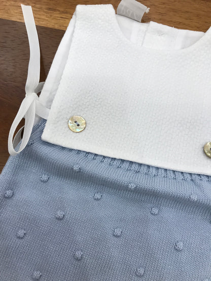 Pagliaccetto Paz Rodriguez in filo e cotone smanicato con lacci per fiocco laterale con pois tono su tono sul sotto