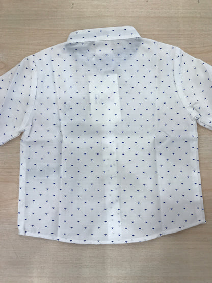 Camicia Paz Rodriguez in cotone manica lunga con piccoli triangoli blu elettrico