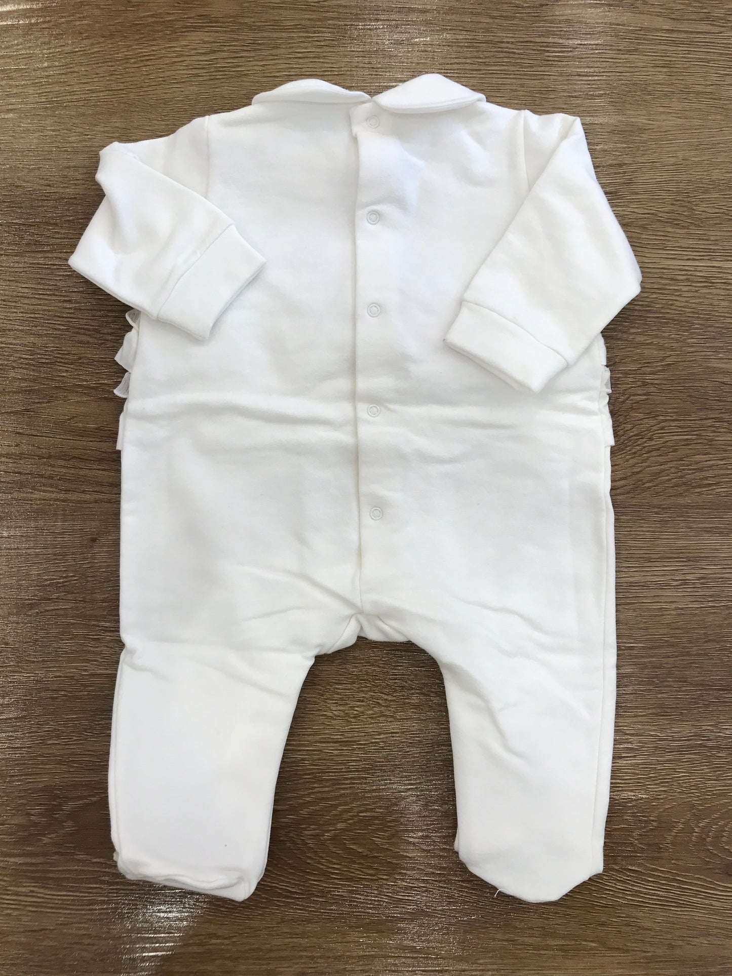 Tutina MiniCouture in caldo cotone panna con rusche