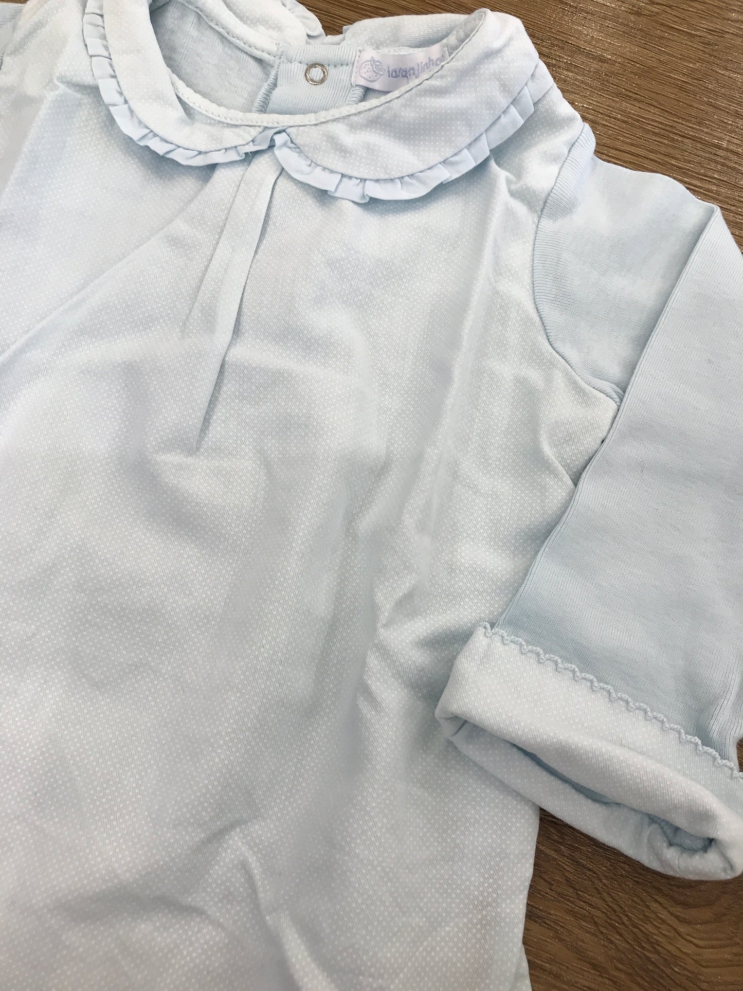 Body Laranjinha in caldo cotone manica lunga effetto camicia dal colore celeste