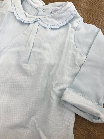 Body Laranjinha in caldo cotone manica lunga effetto camicia dal colore celeste