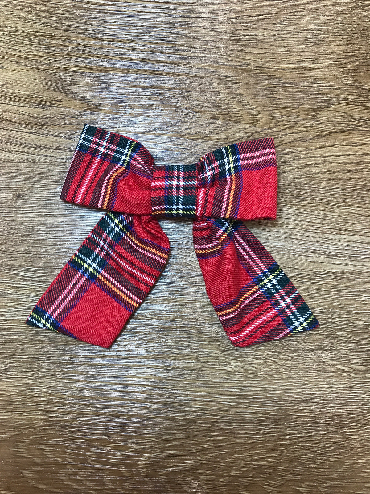 Fermaglio Fofettes scozzese rosso con pinzetta sul retro