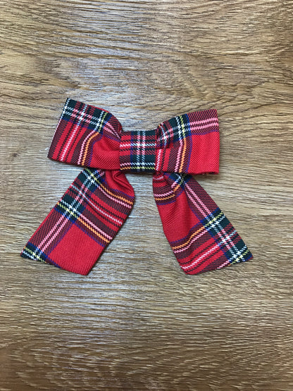 Fermaglio Fofettes scozzese rosso con pinzetta sul retro