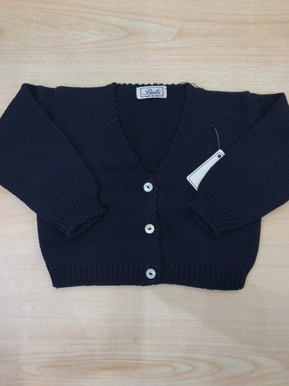 Cardigan Biebi in filo blu scuro scollato con bottoncini sul davanti