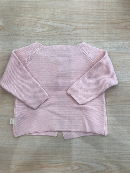 Cardigan PCS in filo rosa basico con due piccoli bottoni