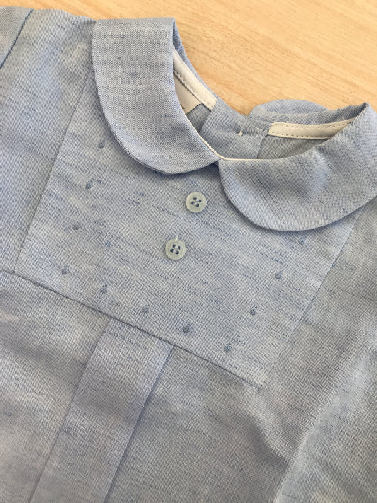Camicia Paz Rodriguez in cotone mezza manica con collo tondo con pois in rilievo