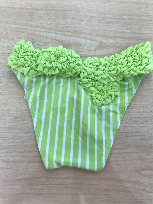 Costume Al Agua Patos a righe verdi e bianche con drappeggio sul retro