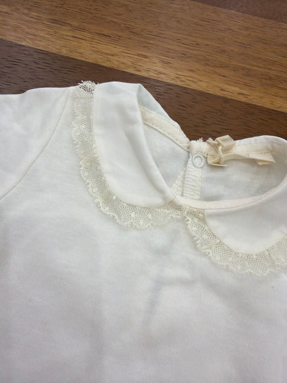 Body Baby Gi in cotone mezza manica con collo con valancienne al bordo panna