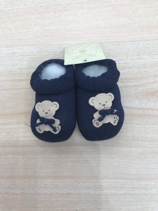 Babbucce Story Loris in filo blu scuro con orsetto sul davanti