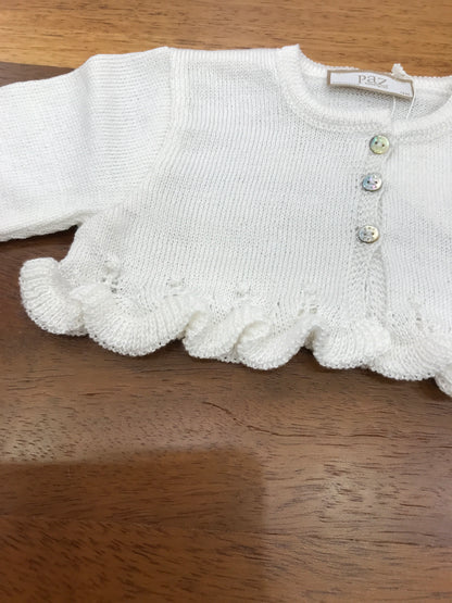 Cardigan Paz Rodriguez infilo panna manica lunga smerlata ai polsini con tre piccoli bottoncini