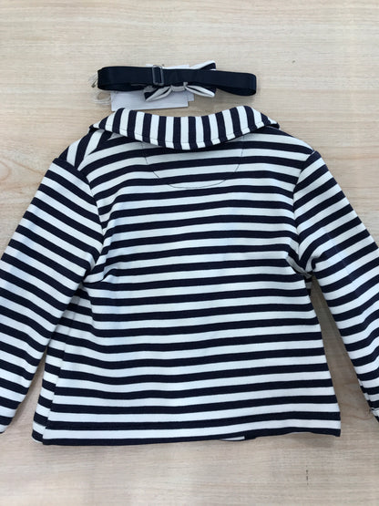 Giacca Nanan in cotone a righe bianche e blu con papillon abbinato