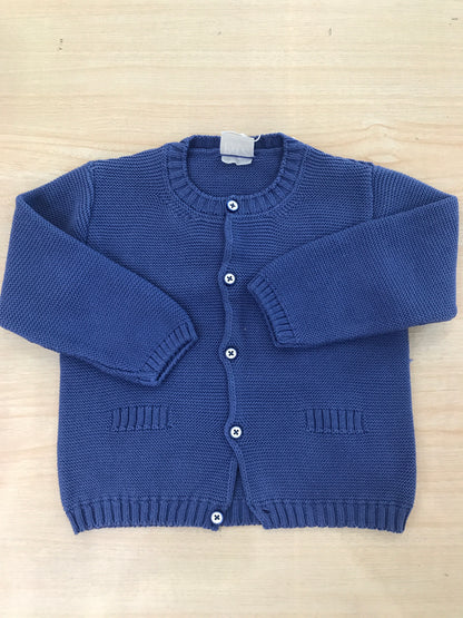 Cardigan Paz Rodriguez in filo bluette con tasche sul davanti e piccoli bottoncini