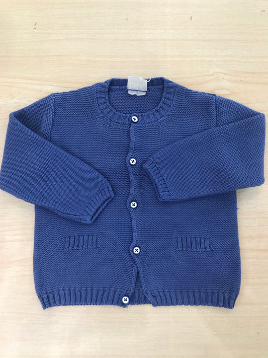 Cardigan Paz Rodriguez in filo bluette con tasche sul davanti e piccoli bottoncini