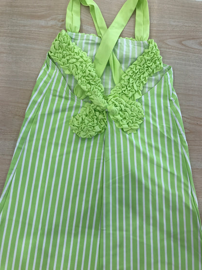 Copricostume Al Agua Patos bianche e verde a righe con bretelle e ruche
