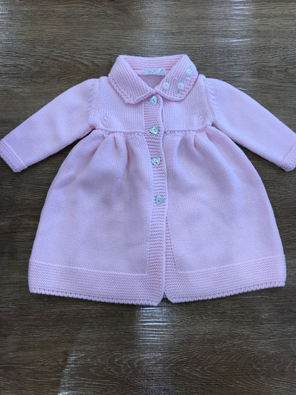 Cappotto Baby Lord in lana rosa con colletto con fiori ricamati