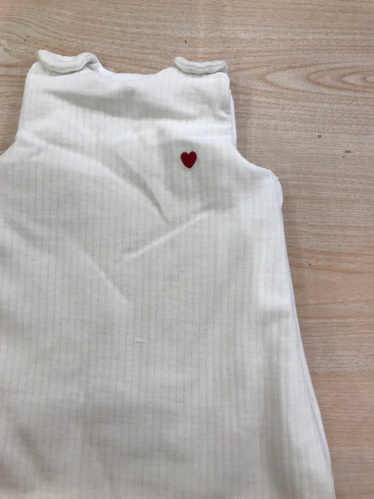 Sacco Nanna Petit Bateau in ciniglia con zip e cuore ricamato rosso TOG3