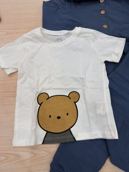 Tuta AVentiQuattrore in cotone avio tre pezzi t-shirt felpina e pantalone lungo con sacca abbinata decorato da orsetti