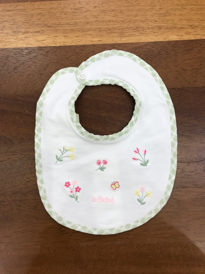 Bavetta Le Bebè in cotone con fiori ricamati sul davanti