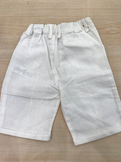 Pantalone Coccodè in lino bianco con tasche laterali con elastico in vita