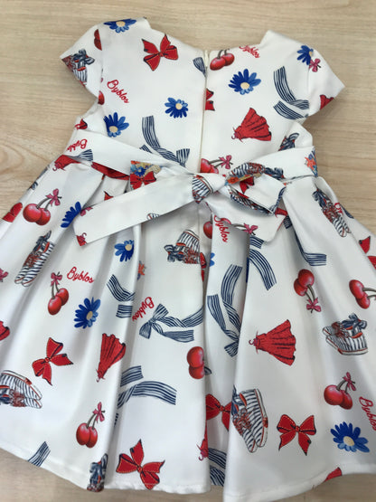 Abito Byblos mezza manica con fascia invita e fiocco sul retro con fantasie colorate