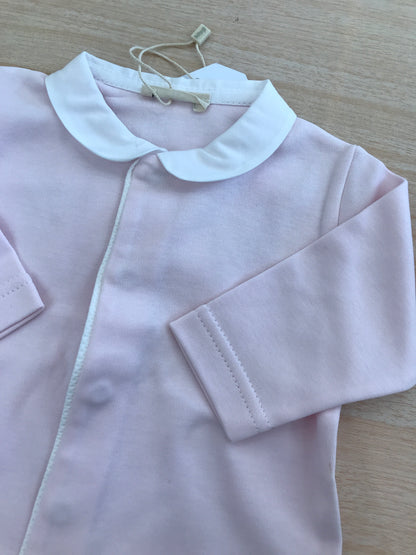Tutina Baby Gi in cotone manica lunga gamba lunga con piedini con colletto bianco e sul retro ali bianche