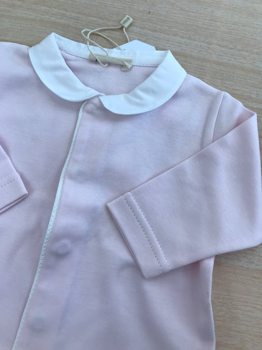 Tutina Baby Gi in cotone manica lunga gamba lunga con piedini con colletto bianco e sul retro ali bianche