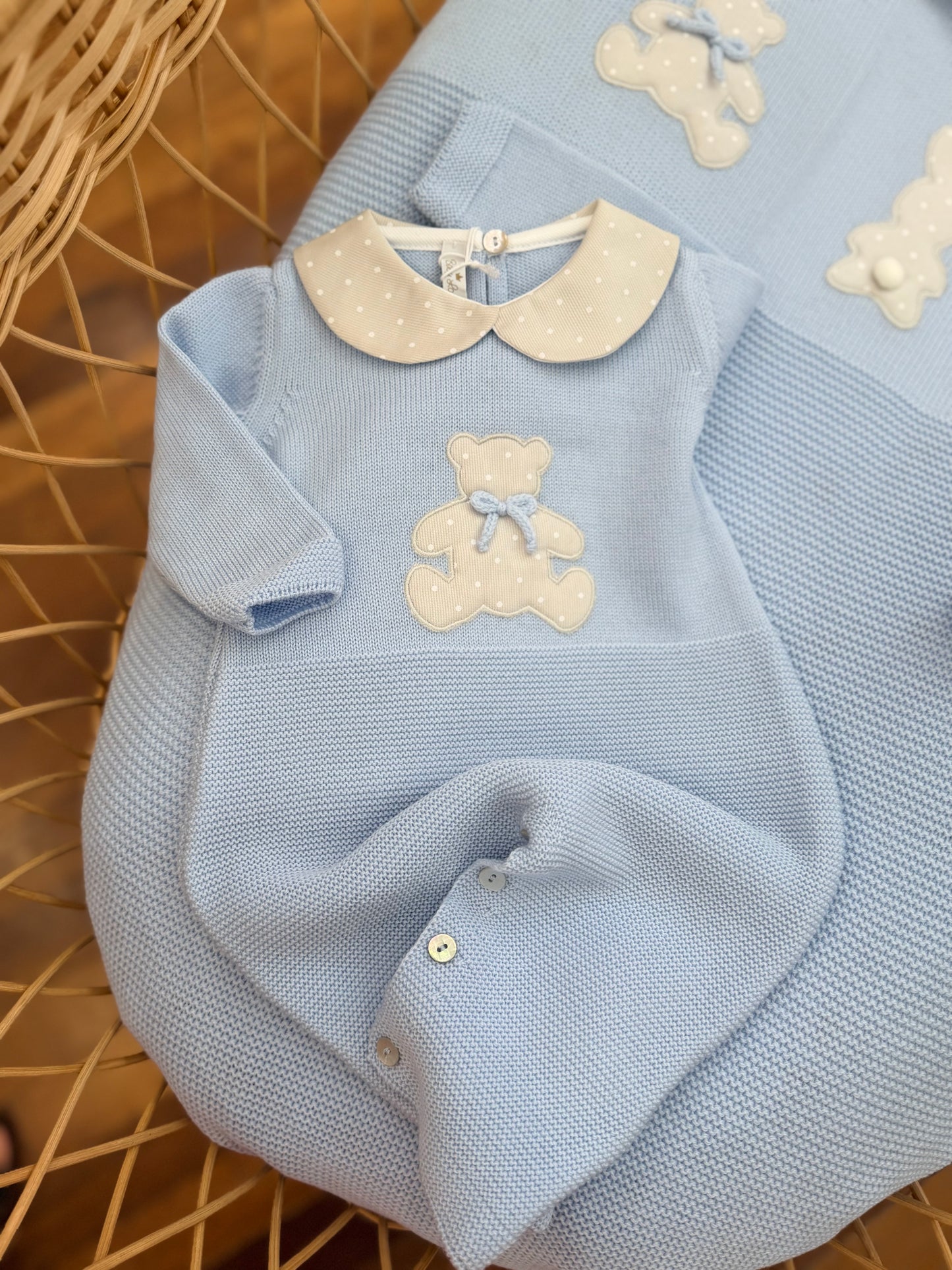 Coordinato nascita Baby Lord con orsetti e conigli a pois