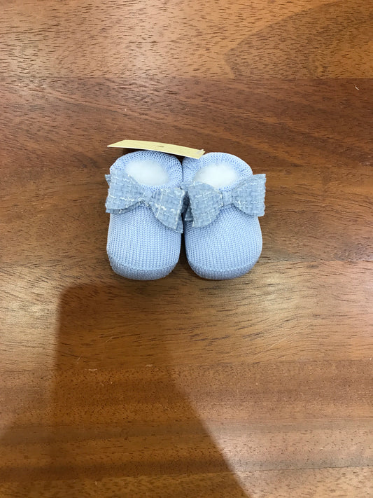 Babbucce Story Loris in filo celesti con fiocco applicato sul davanti