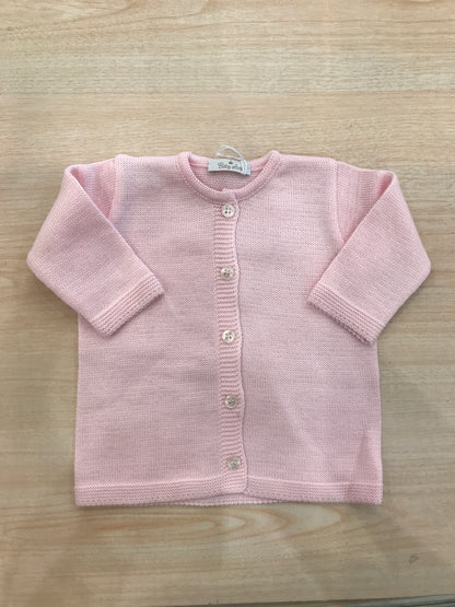 Cardigan Baby Lord in filo rosa modello coreano con bottoni sul davanti