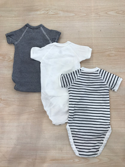 Body Petit Bateau tris a righe bianche e blu antipanico mezza manica