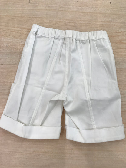 Pantalone Cielo Blu in cotone bianco corto con tasche ed elastico in vita