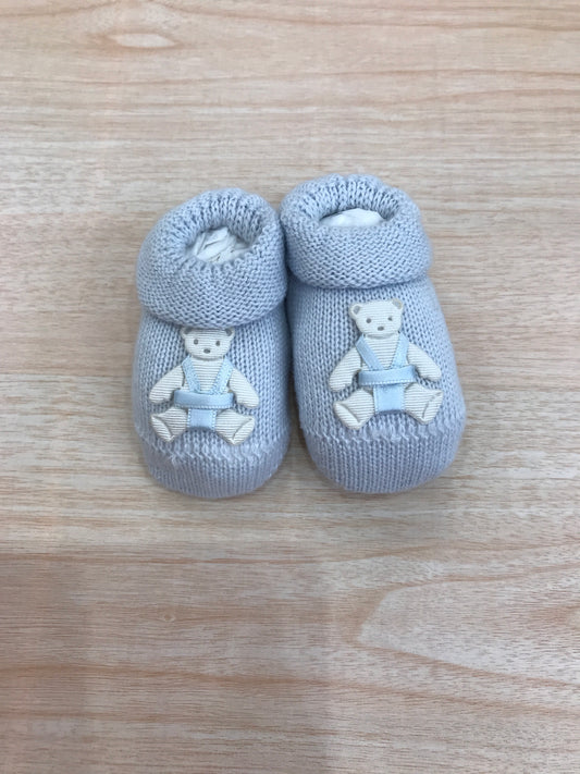 Babbucce Baby Lord in filo celeste con orsetto sul davanti