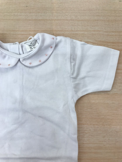 Body Coccodè mezza manica con collo tondo con pois rosa ricamati